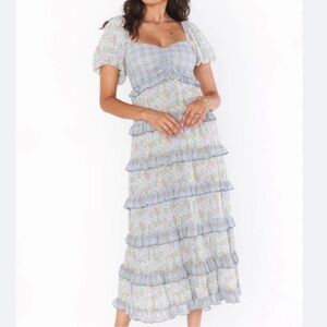 Show Me Your Mumu Floral Pastel Colette Tiered Maxi Dress